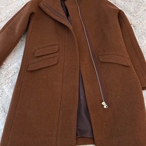 J Crew cocoon coat in Italian stadium-cloth wool heather smoke cocoa size 4